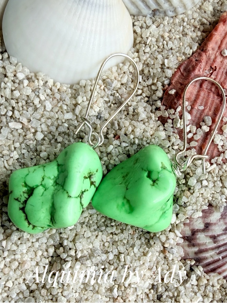 Turquoise  Brutalist Apple Green Earrings